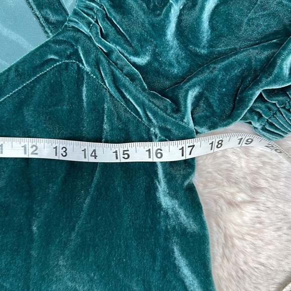 Loft | Velvet Puff Sleeve Top, Deep Spruce Green - Picture 7 of 10